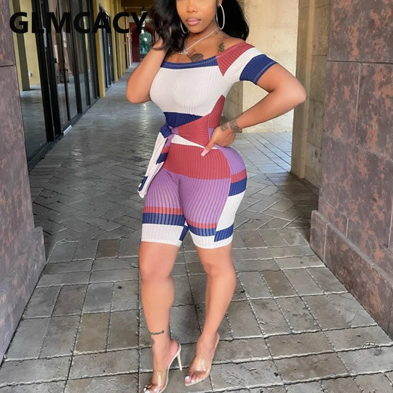 

Short Sleeve Off Shoulder Skinny Playsuit Rompers