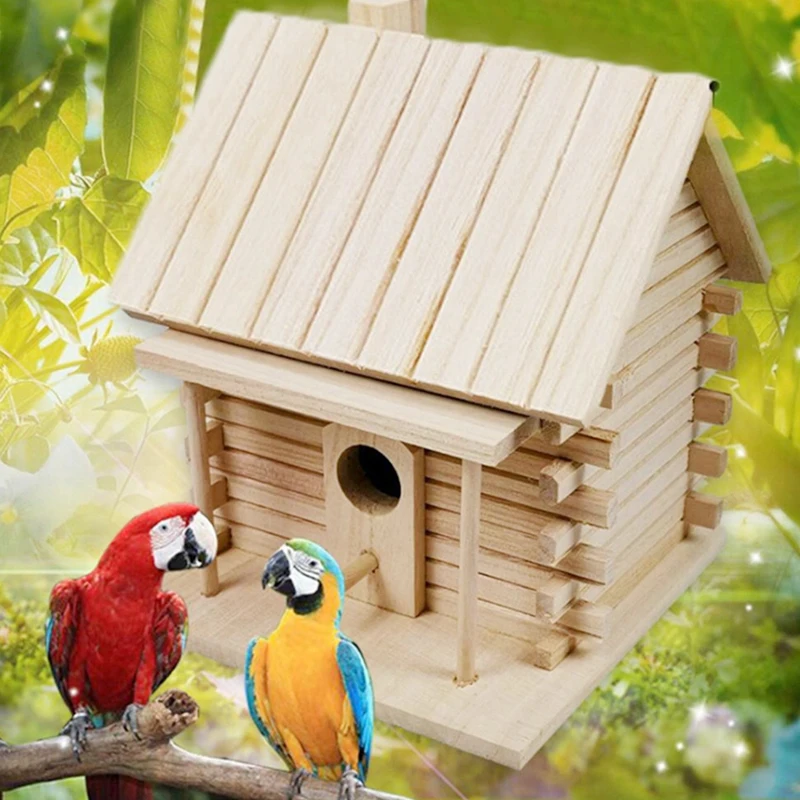 

Parrot Wooden Bird Nest Breeding Box Warm Breeding Box Wooden Birdcage Outdoor Budgerigar Birdcage Starling Birdcage Hanging