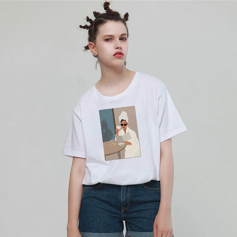 

New Summer Women Tshirt Aesthetics Print Casual Milk silk fabric T-shirts Short Sleeve Tees Top Fashion Casual Couples T Shirt
