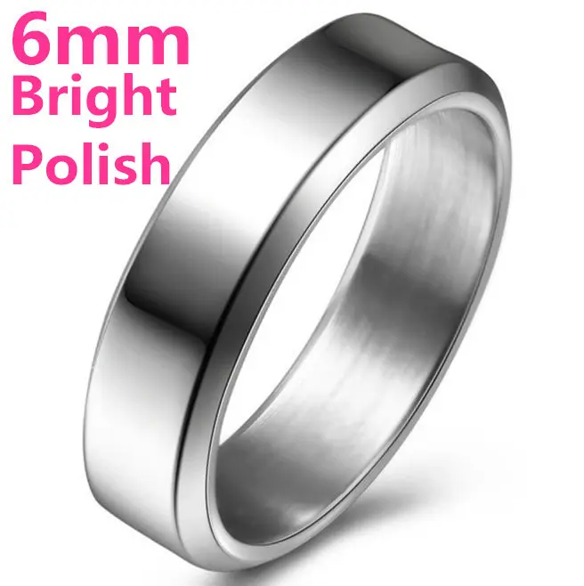 6mm Bright Silver 8 мм Яркий польская серебро Цвет Титан кольцо для Для мужчин - Цвет основного камня: 6mm Bright Silver