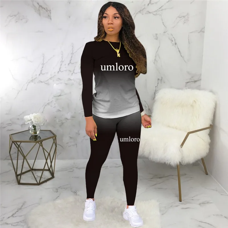 

2022 New Sports Suit Brand Print Big Size 5XL Basic Set 2-piece Gradient Suit Women's Spring Clothing Casual Jogging Tracksuit