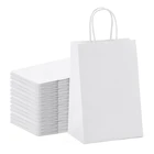 Пакеты из крафт-бумаги 25 шт., 5,9x3,14x8,2 дюйма, маленькие бумажные подарочные пакеты, белые бумажные пакеты с ручками, бумажные пакеты для покупок, праздвечерние чные пакеты