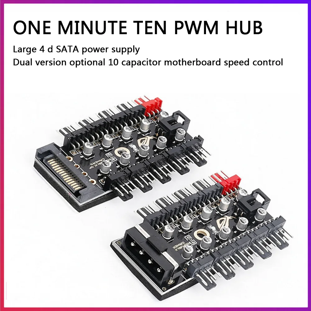 

New PC 1 to 10 4Pin PWM Cooling Fans HUB SATA Power/Large 4D Port Cooler Speed Controller Splitter Extension Adapter