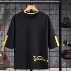 Свободные Мужские футболки в стиле хип-хоп; Повседневные Летние футболки с короткими рукавами; Коллекция 2022 года; Цвет черный, белый; Большие L-6XL; 7XL 8XL