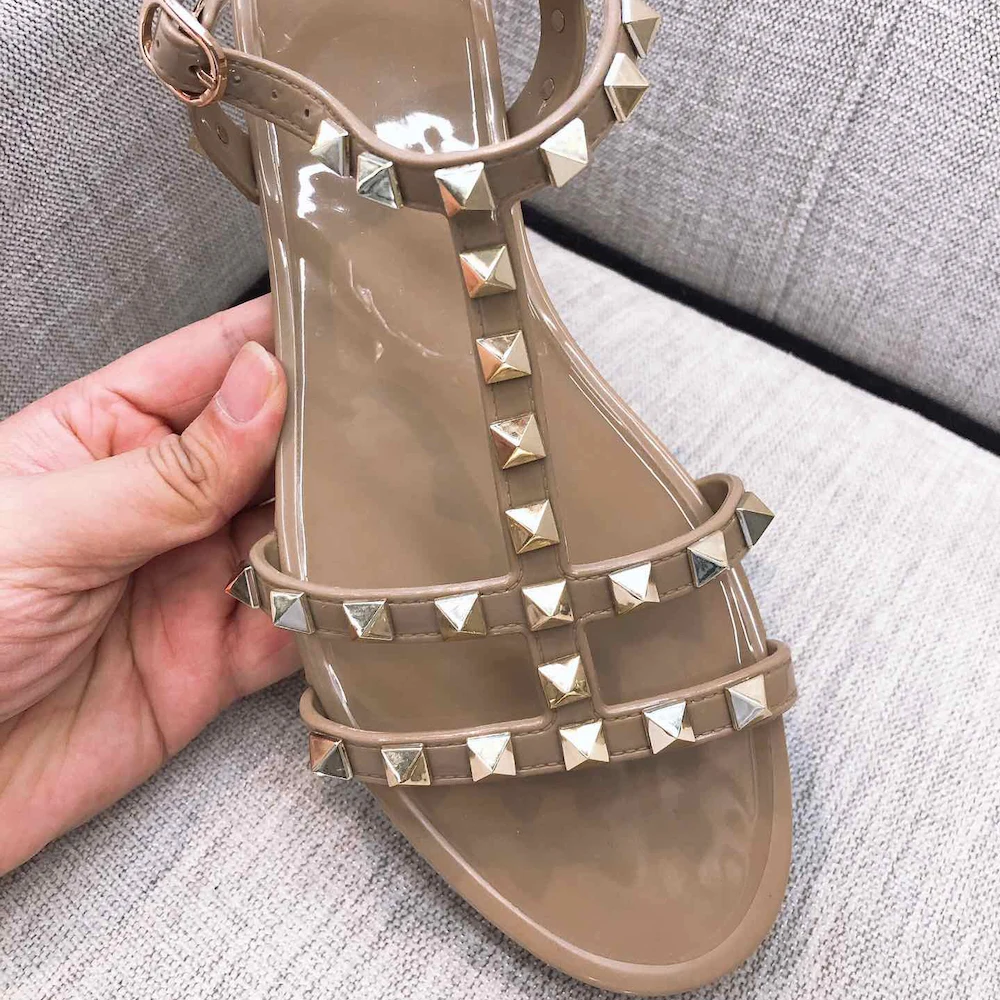 

Sandálias femininas 2021 novos sapatos de verão sapatos de moda senhoras para rebites praia gladiador sandálias tamanho grande 4