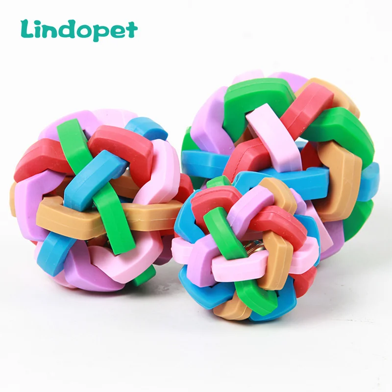 CColorful Rainbow Pet Bell Ball Dog Toy Cat Toys Interactive Chew Play Teeth Training Products | Дом и сад