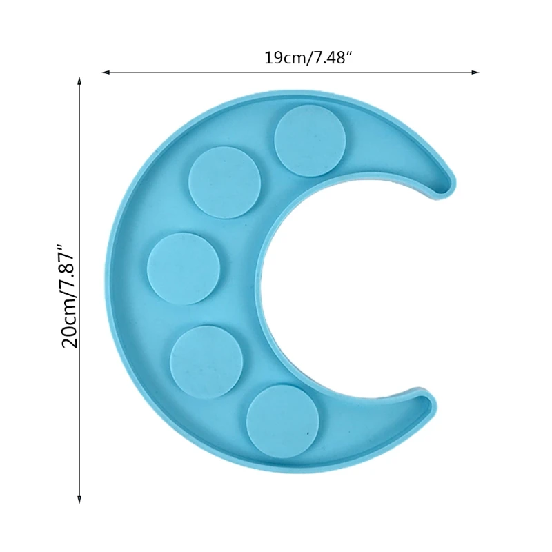 

Essential Oil Tray Plate Epoxy Resin Mold 5-hole Moon Candlestick Silicone Mould DIY Crafts Decorations Casting Tool