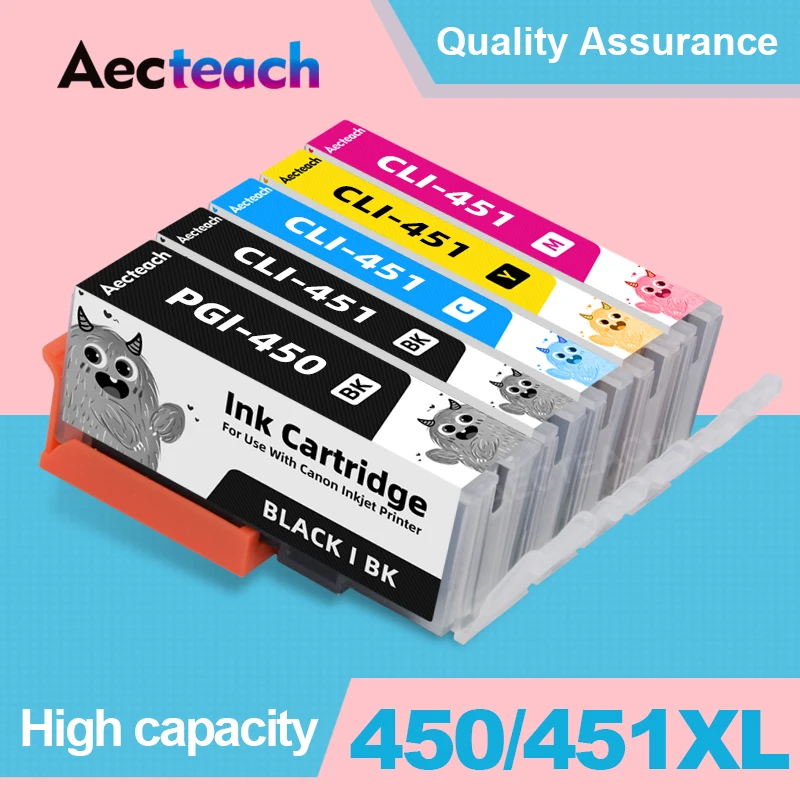 Aecteach совместимый картридж с чернилами PGI-450 PGI 450 CLI451 для Canon PIXMA MG5440 MG5540 MG5640 MG6440 Ip7240