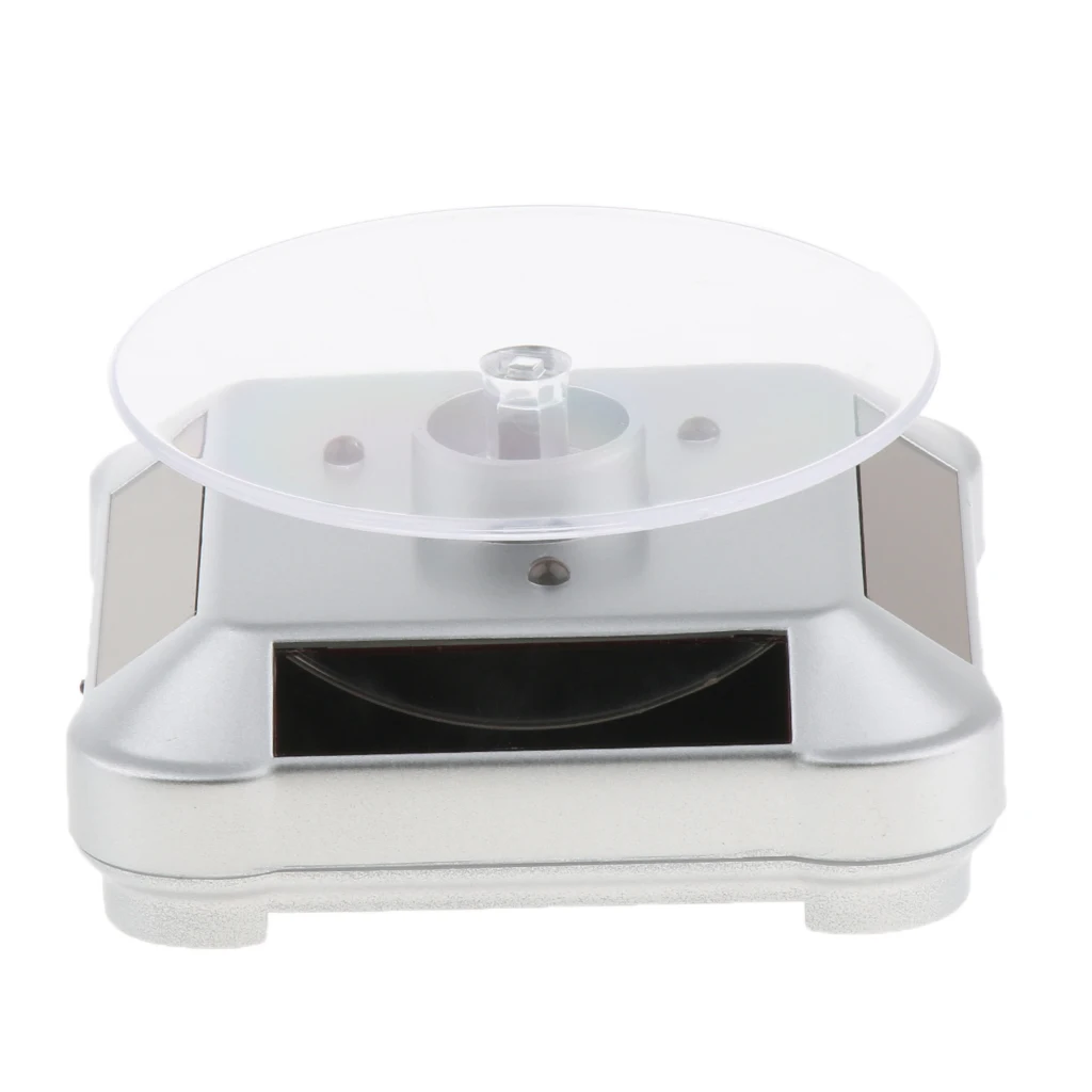 Solar Powered / Battery Rotating Display Stand Turntable with LED Light for Jewelry Watch 360 Degree Rotating Display Stand