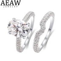 D color Oval Brilliant Cut 2.5Carat Moissanite Engagement Ring Set Real Solid 14K White Gold vvs1 Halo Style Gift for Women