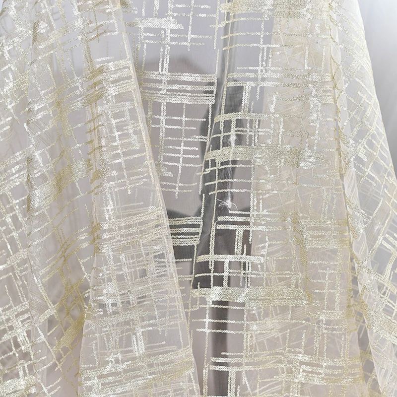 50 см x150 вышивка в полоску блесток Блестящий тюль ткань для вуали свадебное платье