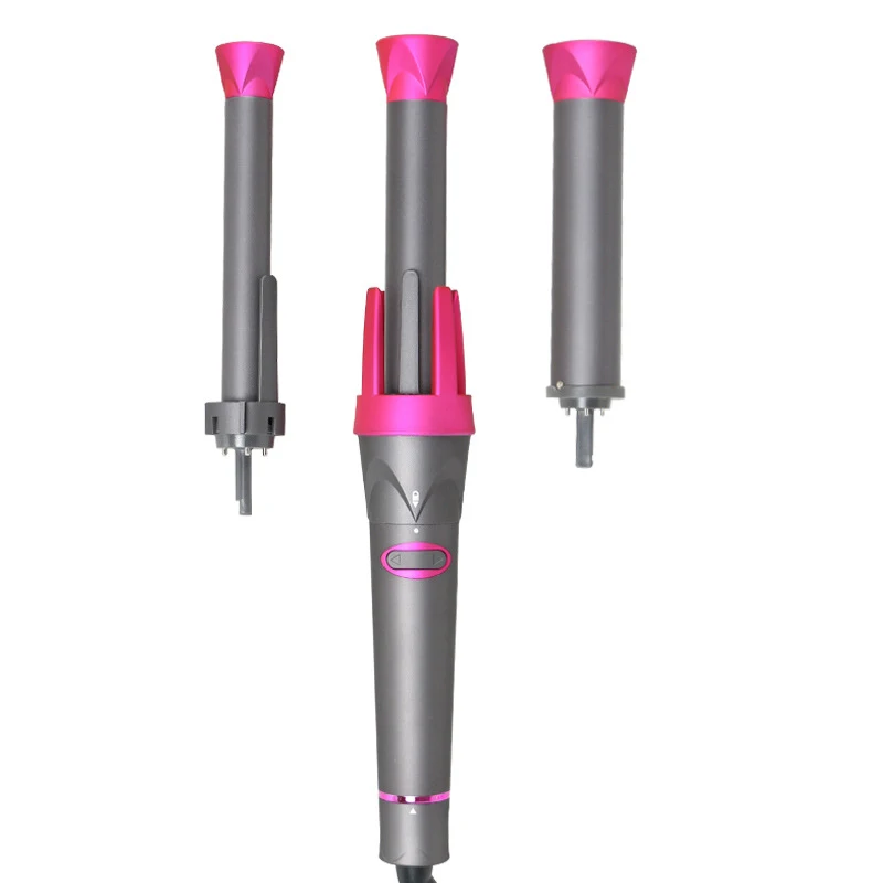 

2021 newest pink Different Sizes 3 in 1 hair curler conical curling iron single tube ceramic glaze pear flower cone electric