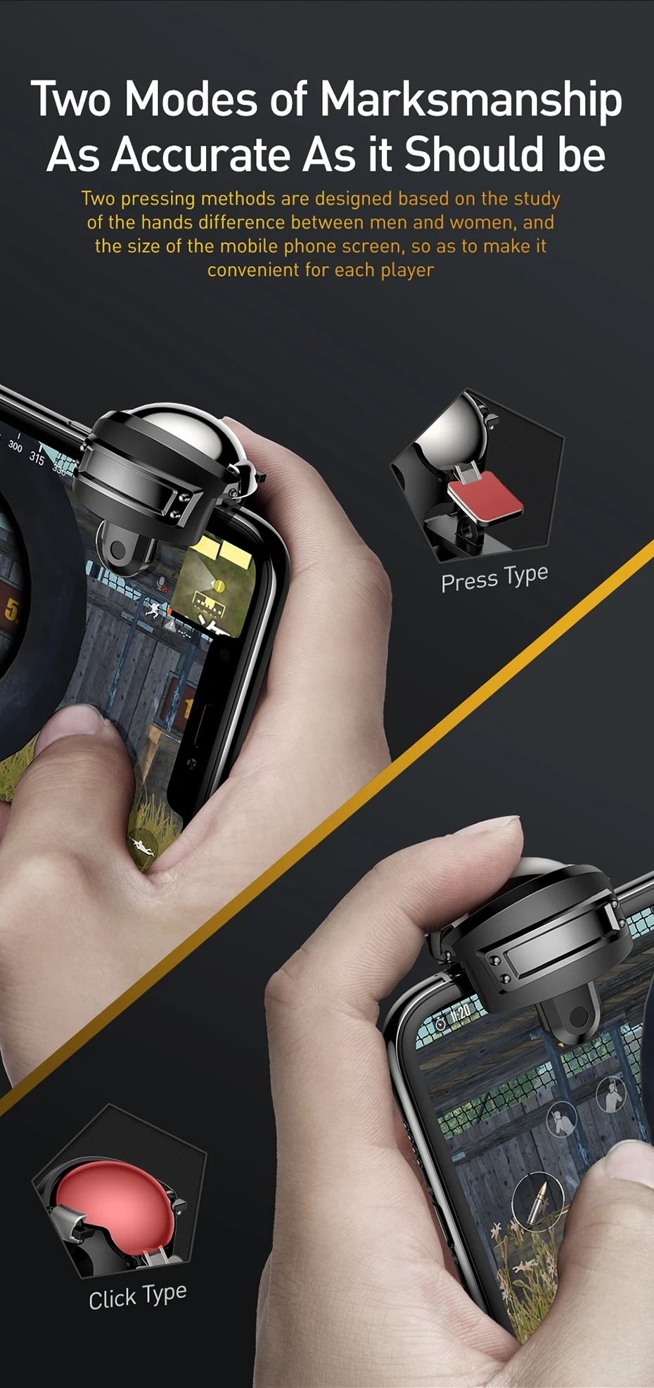 Baseus Pubg Controller for iPhone XR L1 R1 Gaming Trigger Pubg Mobile Gamepads Fire Button Smart Phone Mobile Shooter Controller