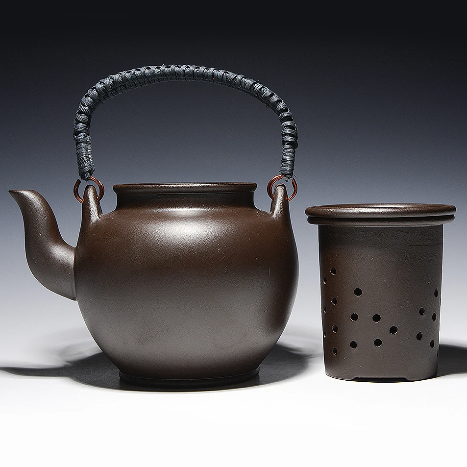 

2017 New Chinese Purple Clay Tea Pot Chinese Kung Fu Zisha Large Capacity With Filter Handle Hand-painted Teapot Kettle Set