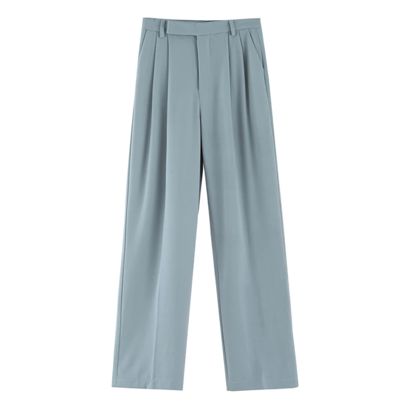 

Casual Loose Women Suit Pants Pockets Full-length Straight Pants Female Elegant Women Trousers pantalon femme 2020