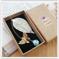 retro fashion bookmark creative metal leaf butterfly eternal flower school supplies classical chinese style gift stationery