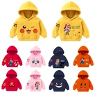 Толстовка с покемоном, одежда для маленьких мальчиков, Осенняя детская толстовка, зимняя одежда для девочек, милая мультяшная Аниме Пикачу, теплые детские топы на Рождество