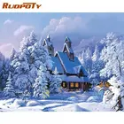 RUOPOTY акриловая рамка Diy фотообои с изображением снежного дома картина на стену ручная роспись маслом для домашнего декора художественная картина