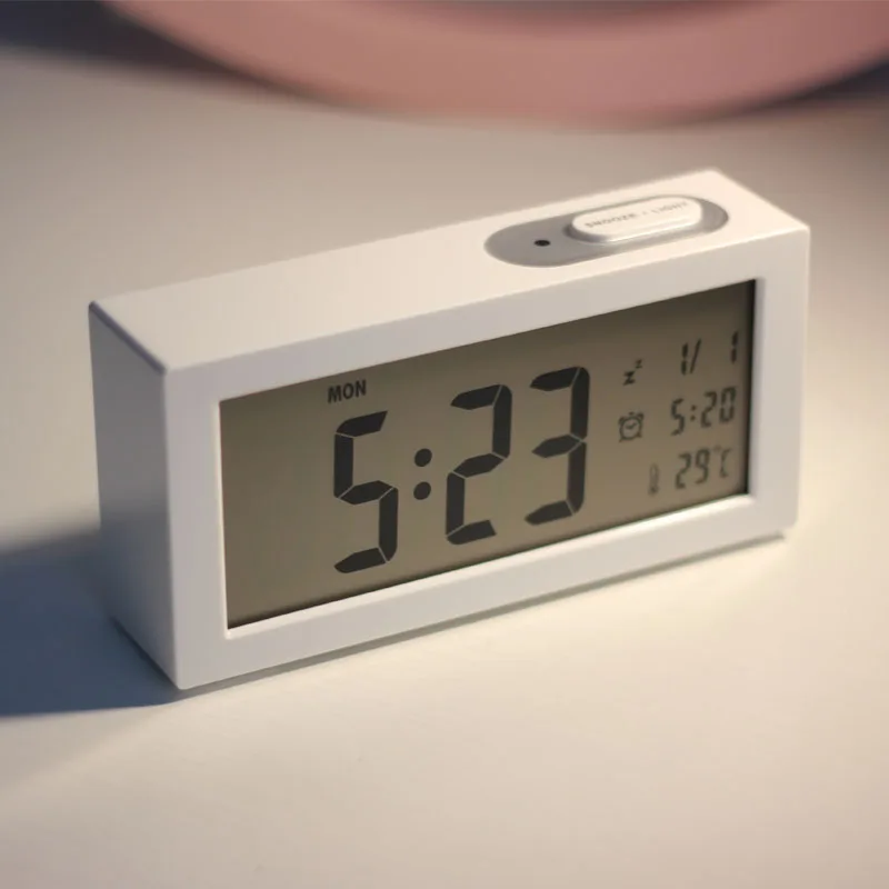 

White Silent Led Snooze Alarm Clock Digital Travel Table Student Alarm Clock Digital Modern Wekker Digitaal Home Decor New