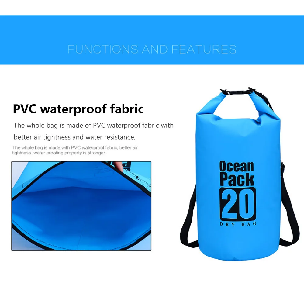 

Portable Waterproof Dry Bag Portable Rafting Diving Dry Bag Sack PVC Swimming Bags For Campingf River Trekking 10/20/30L