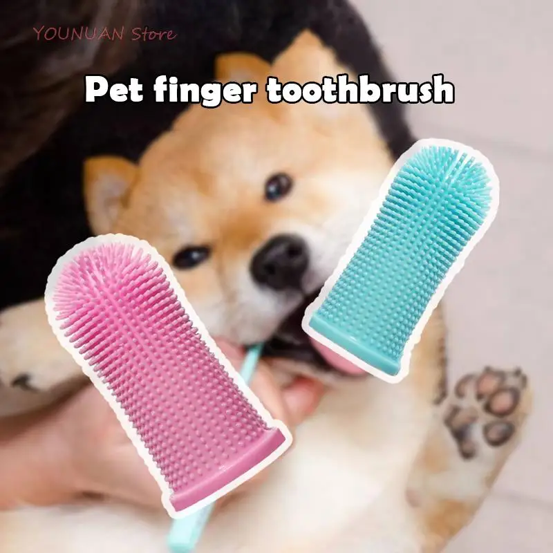 

Super soft pet finger toothbrush bad breath tartar tooth cleaning supplies