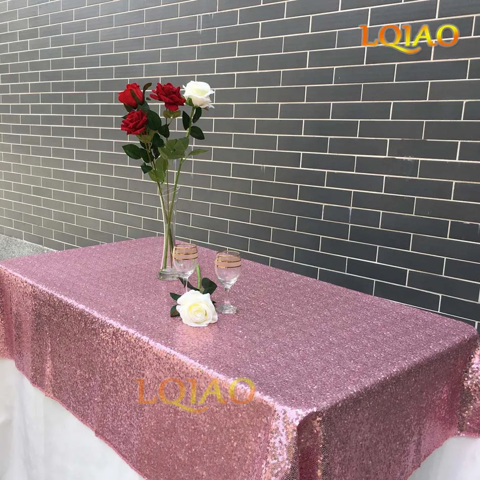 120x200 см темно-синяя вышитая сетка скатерти с пайетками ткань настольная скатерть с пайетками Свадьба/украшение скатерти с пайетками ткань - Цвет: Pink Gold