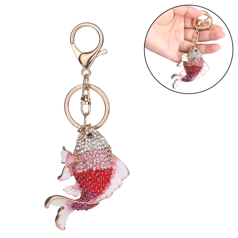 Эмаль Кристалл Рыба бабочка сова брелок держатель Золотая рыбка кошелек сумка