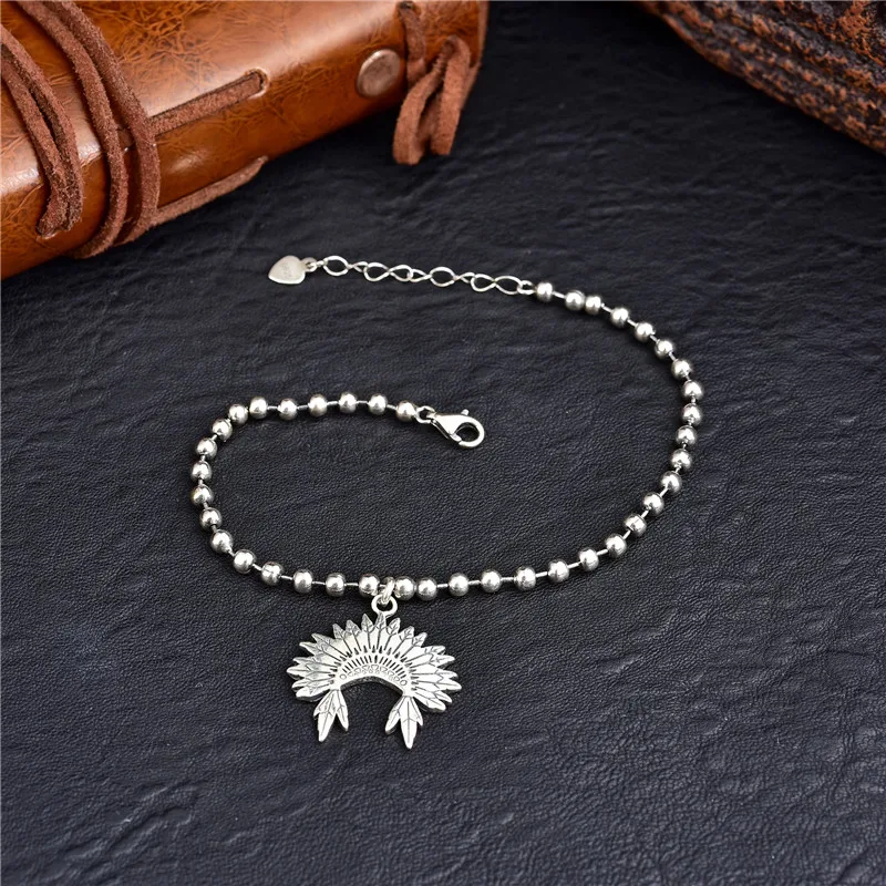 Hot Sale 100% Sterling Silver 925 Indian Pendant Bead Bracelet Woman Party Boutique Wedding Gift | Украшения и аксессуары
