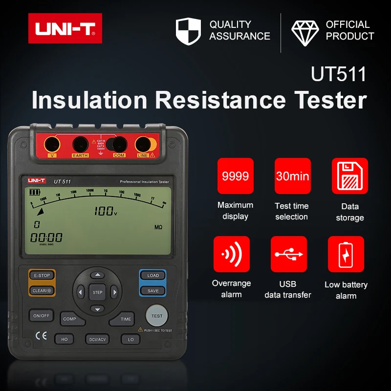 Цифровой тестер сопротивления изоляции UT511 1000V 10Gohm PI/DAR измерения автоматическое
