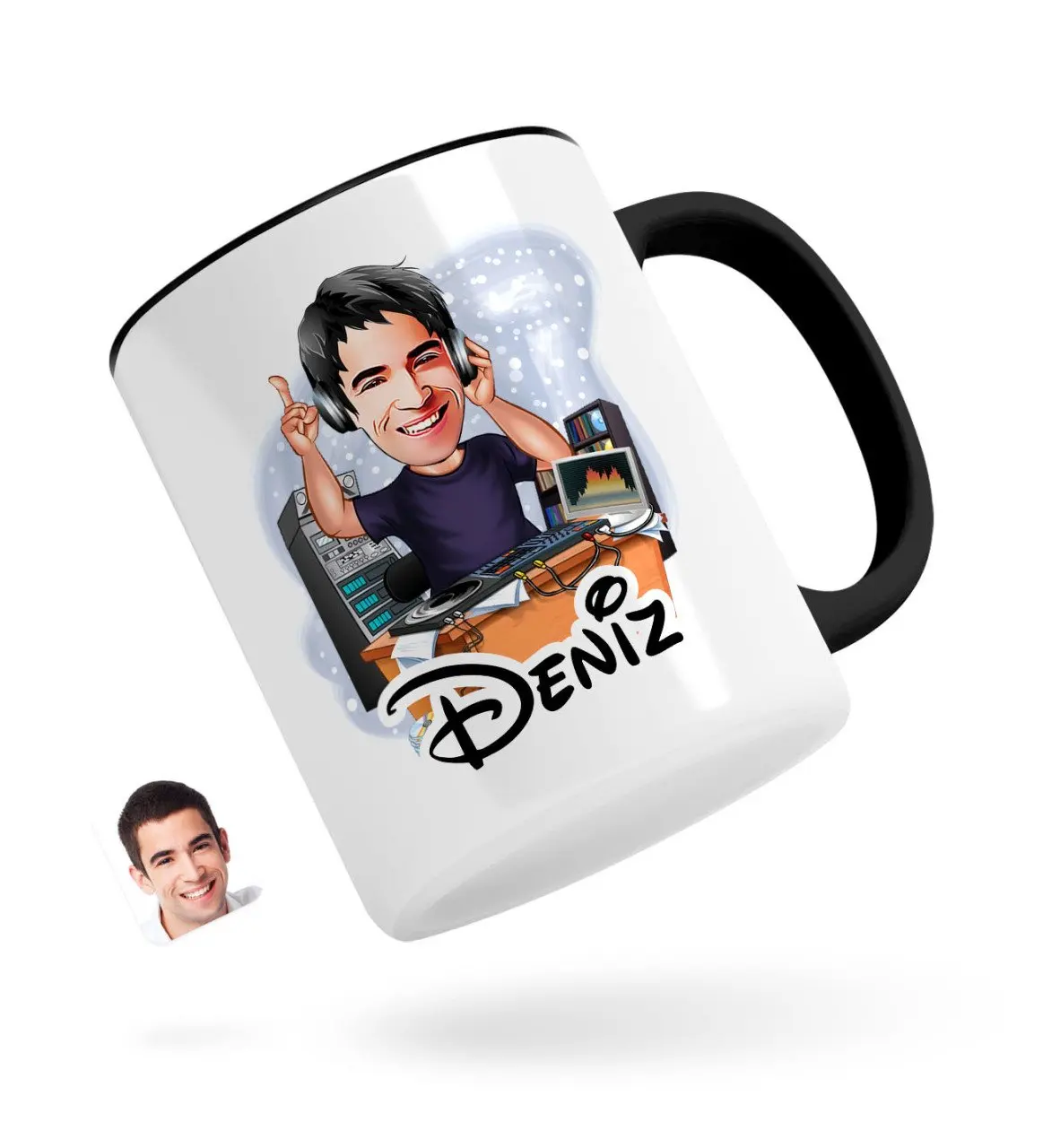 

Персонализированная Мужская радиовещающая карикатура Black Mug Bardak-1