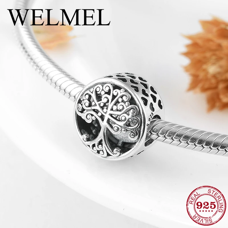 Круглая форма 925 пробы серебро семья где Любовь растет сделай сам изящные бусины