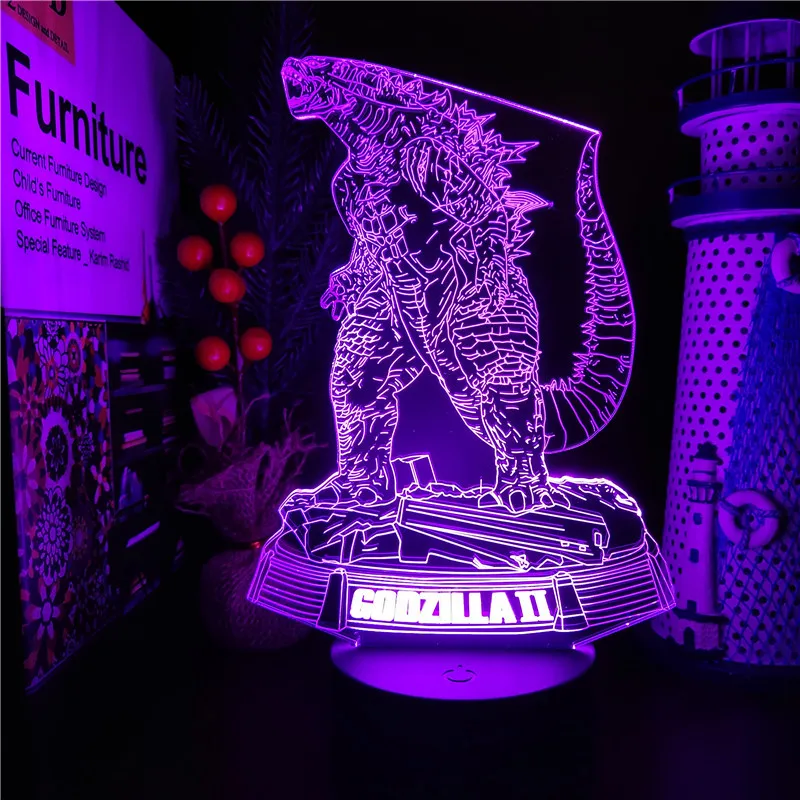 Аниме Годзилла 3D ночник Gojira светодиодный светильник Bandai украшение дома Lampara