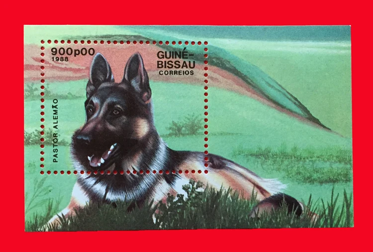 1 лист Новая почта Гвинеи биу штамп 1988 знаменитые собаки овчарье