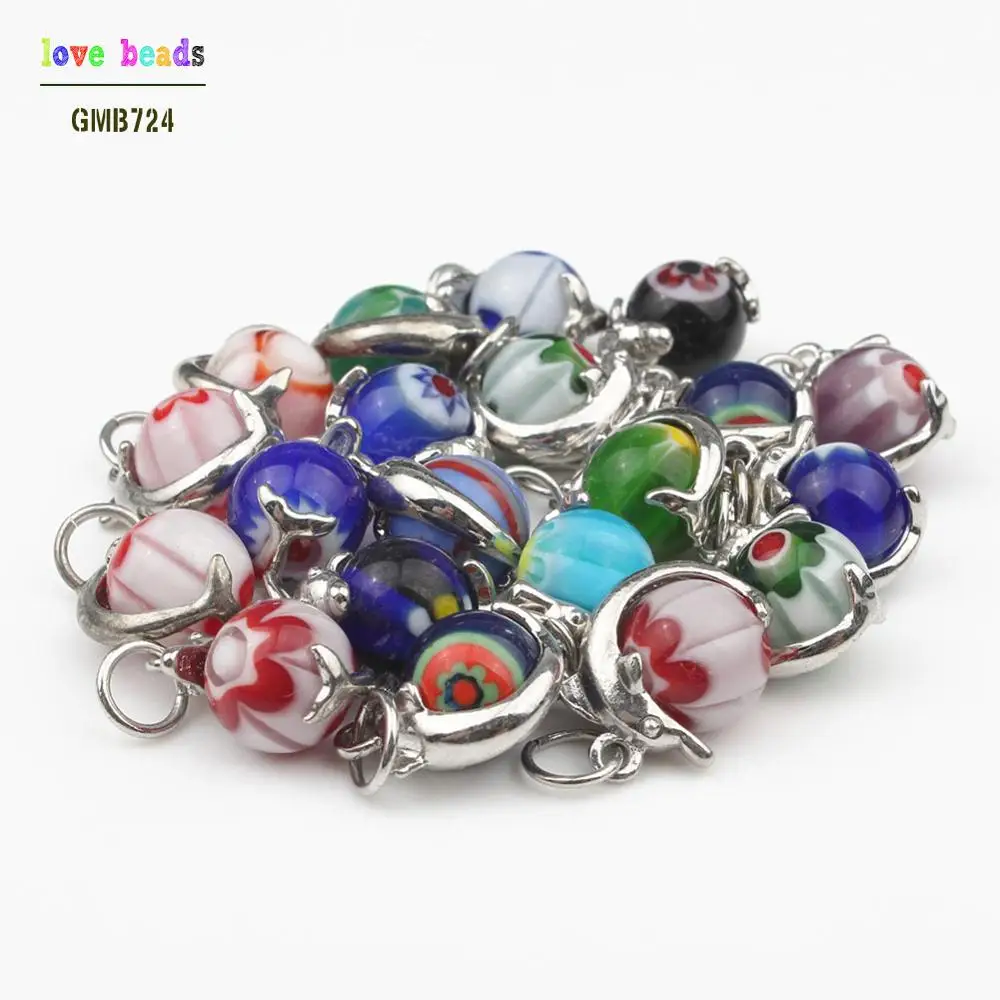 3 шт. 10 мм живой цветок цвет подвеска с изображением дельфина каменный шар бусины