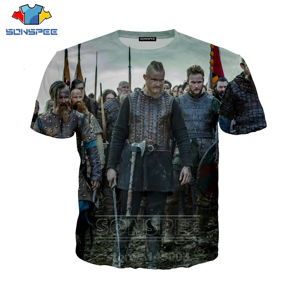 3 Vikings футболка Летняя для мужчин женщин Рагнар лотброк Толстовка 3D принт ТВ короткий рукав хип хоп топ с круглым вырезом Модный пуловер C074-03 - Цвет: 3