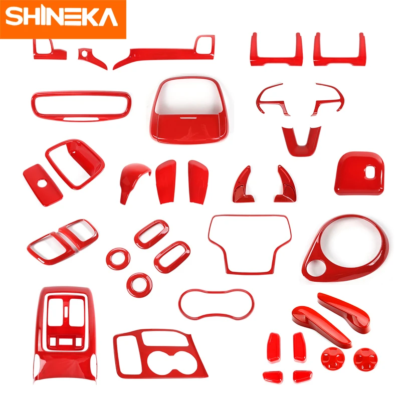 

SHINEKA Car Styling For Jeep Grand Cherokee Car Red interior Decoration Cover Stickers Accessories For Jeep Grand Cherokee 2017+