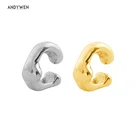 Серьги-клипсы ANDYWEN, толстые геометрические, в стиле рок, панк, 925 пробы, серебристый неправильной формы