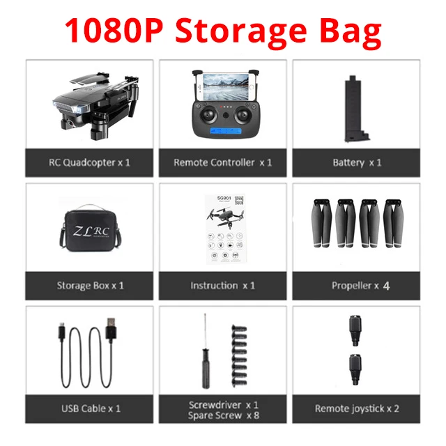 1080P Storage Bag SG901 Дрон 4K двойная HD камера wifi FPV оптический поток Квадрокоптер Профессиональный Следуйте за мной Вертолет Hover складной игрушечные дроны - Цвет: 1080P Storage Bag