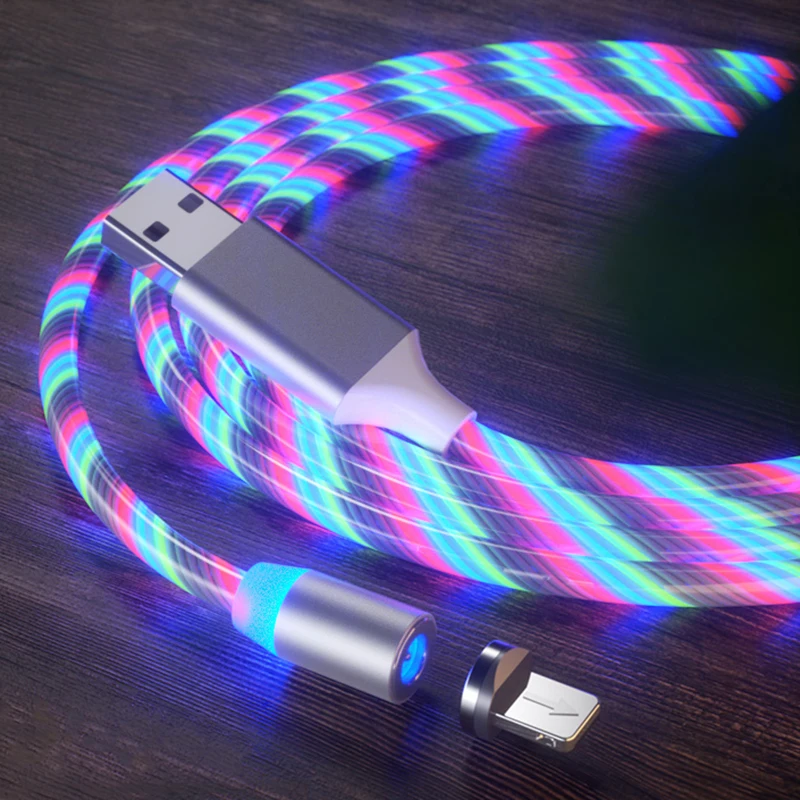 2 м Магнитный кабель с разъемом USB Type-C шнур потока световой освещение жила провода