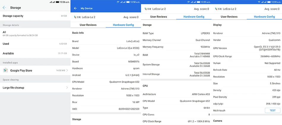 Мобильный телефон LeTV LeEco le 2X520, Восьмиядерный процессор Snapdragon 652, Android 6,0, 3 Гб ОЗУ, 32 Гб ПЗУ, 64 Гб ПЗУ, 4G, смартфон с двумя sim-картами