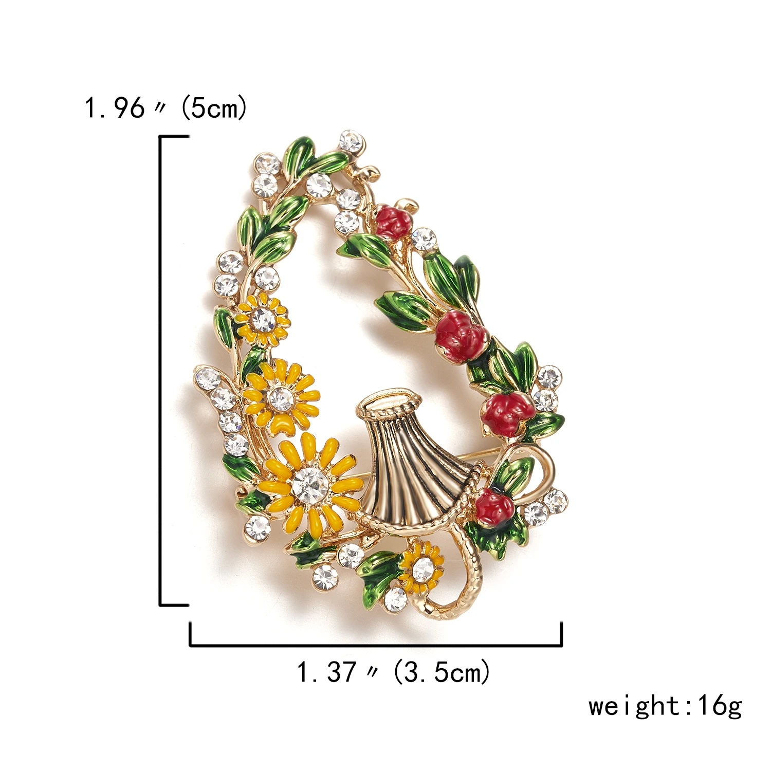 

RINHOO New Design Antique Sunflower Brooches For Women Mater Flower Basket Plant Brooch Rhinestone Pin High Quality Coat Jewelry