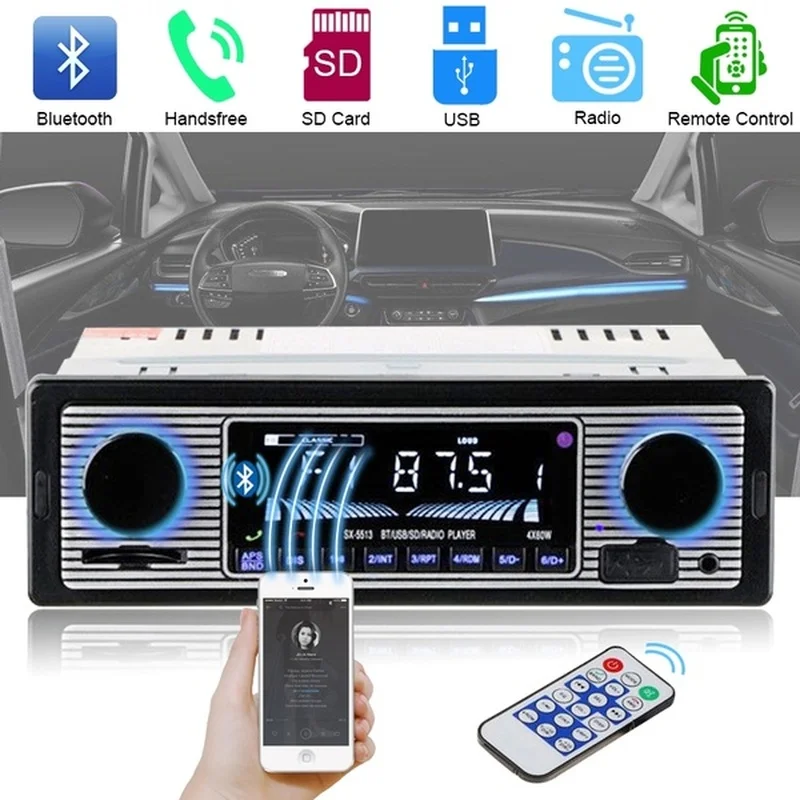 5513 Car Radio Stereo Audio MP3 Player 12V In-dash Single 1 Din FM Receiver Aux Receiver USB Remote Control Autoradio - Цвет: 5513