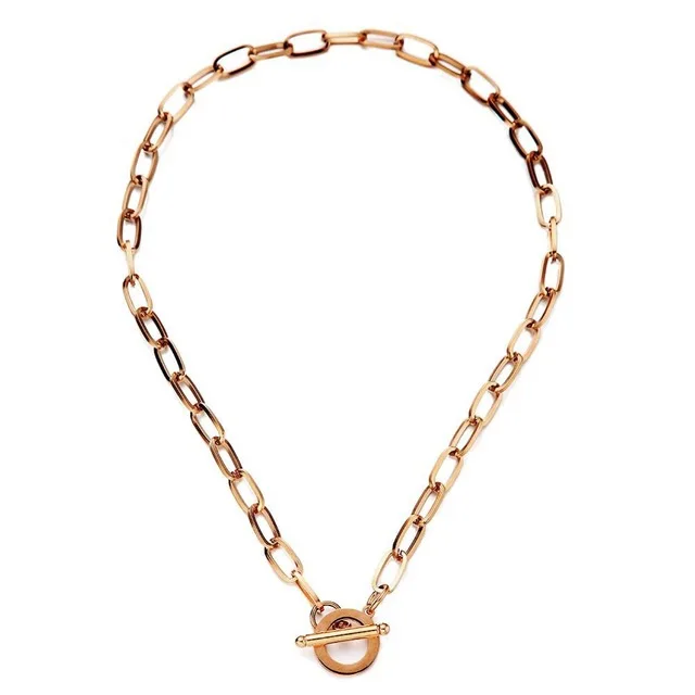 

Cool Stainless Steel Chain Necklace Square Chain OT Clip Thick Necklace Punk Rock All-match Short Necklace