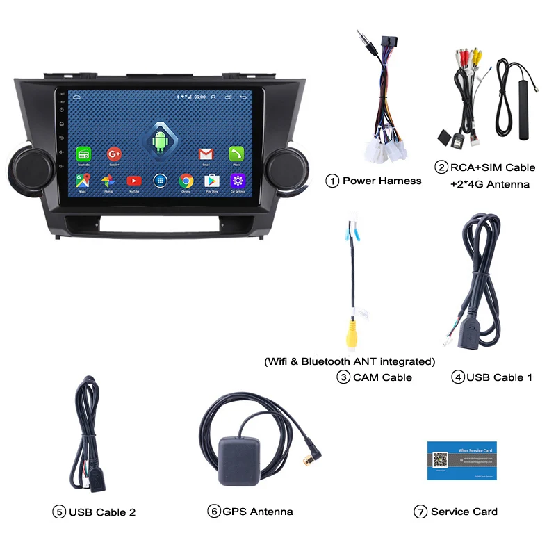 Wanqi 4 ядра Android автомобильный мультимедийный плеер для Toyota Highlander 2009-2014 авто