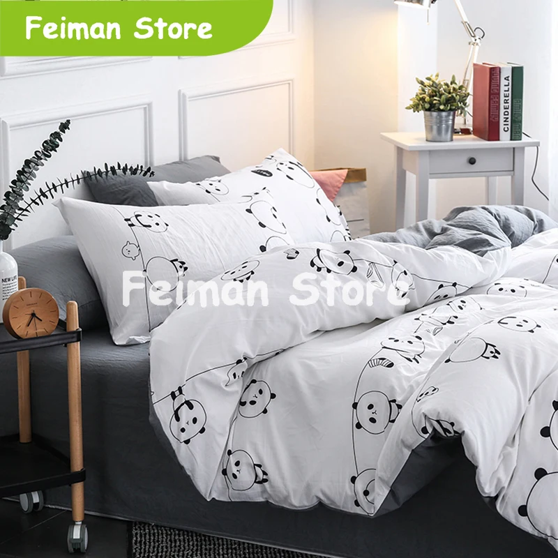 Домашний текстиль панда простое белое постельное белье для мальчиков подростков