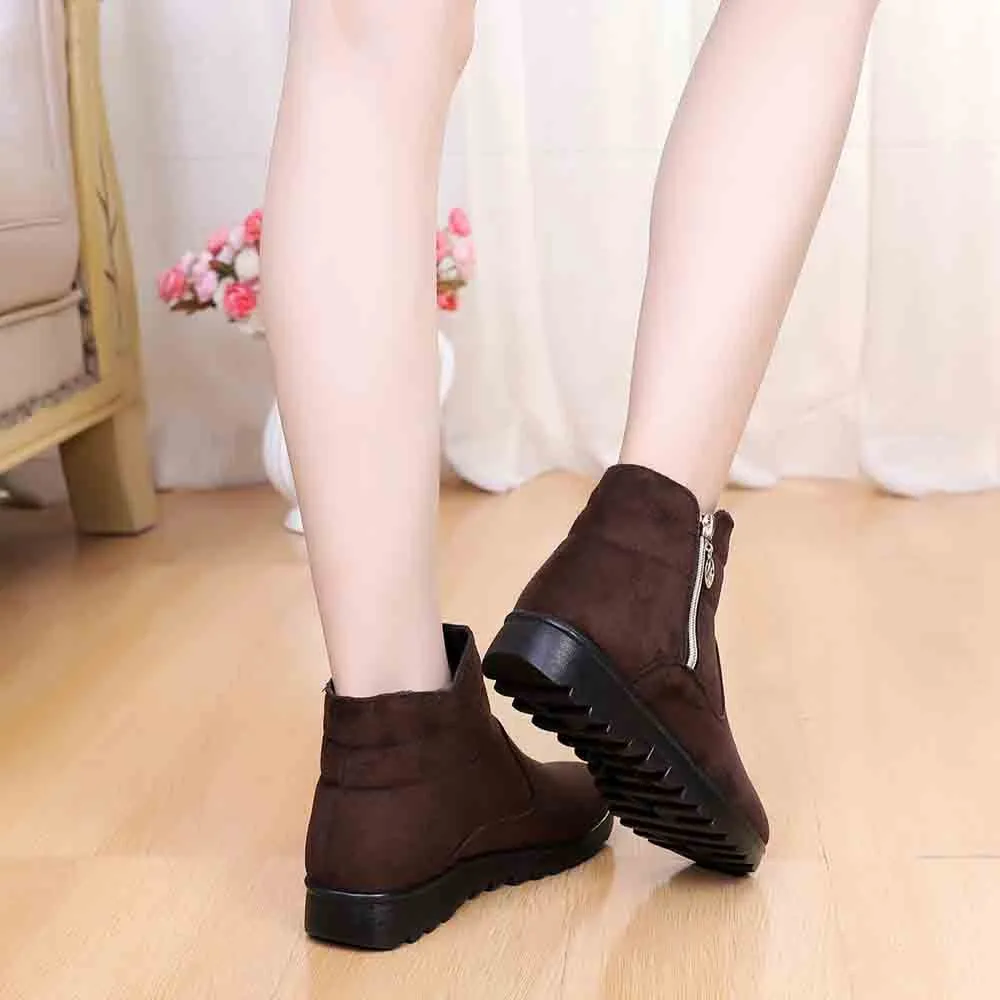 Популярные Зимние Теплые ботильоны SAGACE на каблуке для женщин среднего возраста