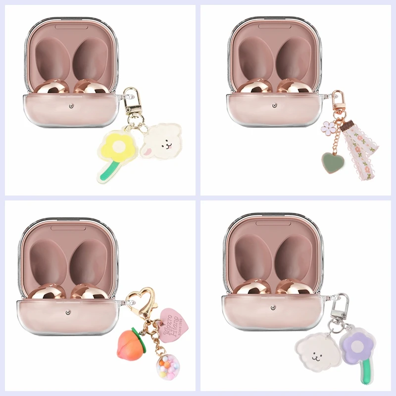 

For Samsung Galaxy Buds Live/buds Pro /buds 2 Case Luxury Flower dogs Keyring soft clear Earphone Case for Samsung Live Cover