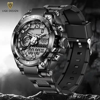 lige men military watch led dual display quartz watch 5bar waterproof wristwatch sport chronograph clock male relogios masculino