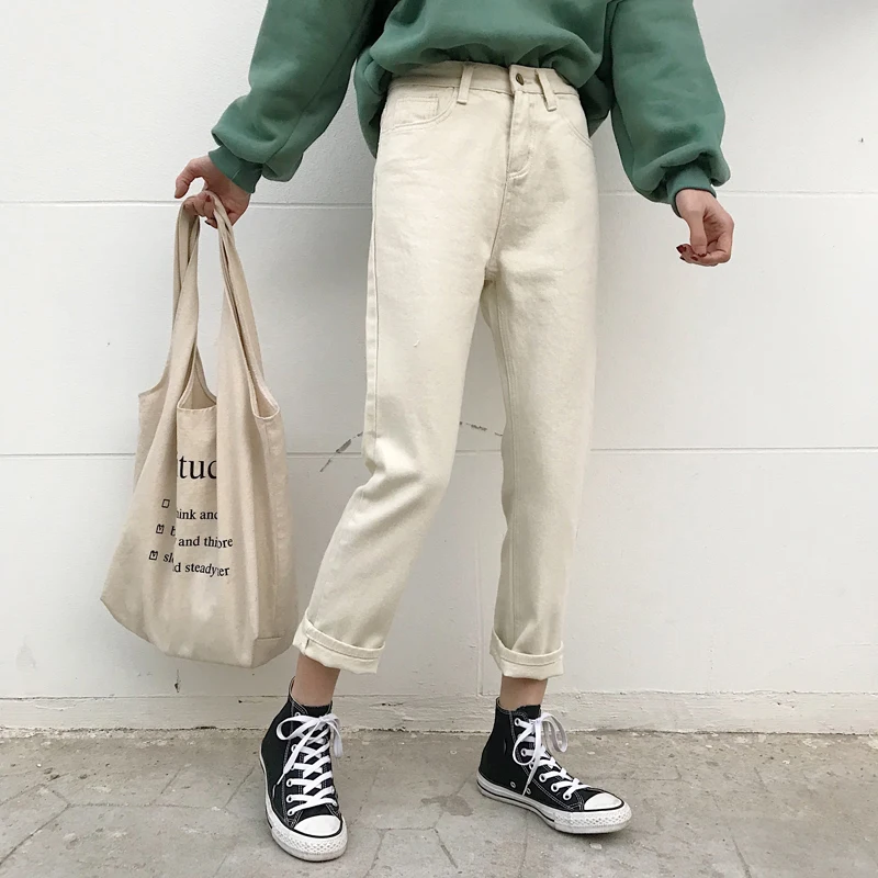 Джинсы женские Прямые хлопковые с завышенной талией на весну/осень|Джинсы МОМ| |