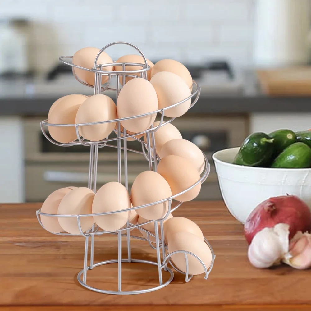 

Egg Holder Stand Modern Spiraling Dispenser Storage Rack Save Space for Kitchen DSD666